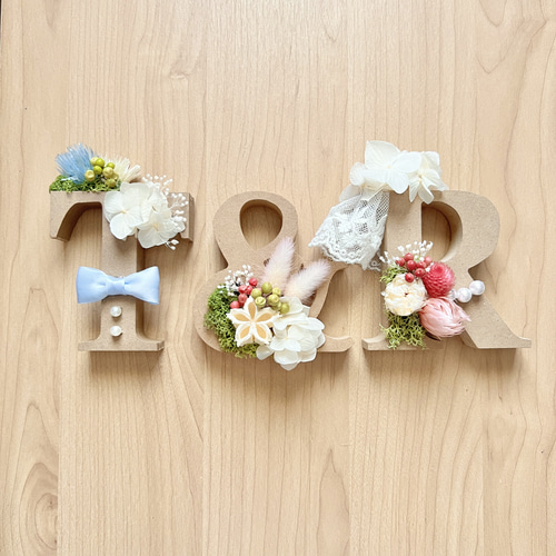 3点セット お花のナチュラルイニシャルオブジェ その他オーダーメイド
