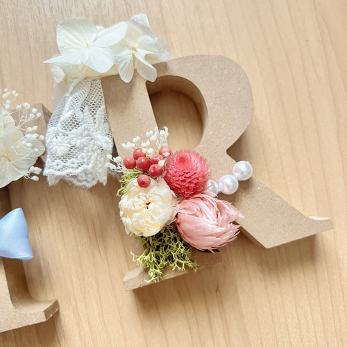 3点セット お花のナチュラルイニシャルオブジェ その他オーダー