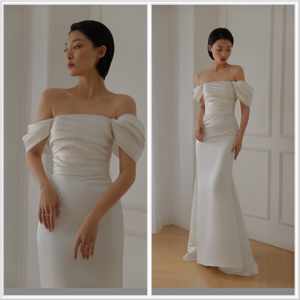 ソフトマーメイド　オフショルダー　ウエディングドレス