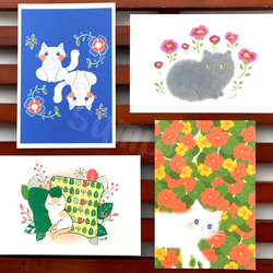猫の絵　花 猫と花がつなぐ世界 • 猫イラスト♡｜Chomarley