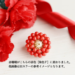 【ストールピン・ストールクリップ・羽織紐】アンティークレトロな赤珊瑚の花・真鍮の一輪 2枚目の画像