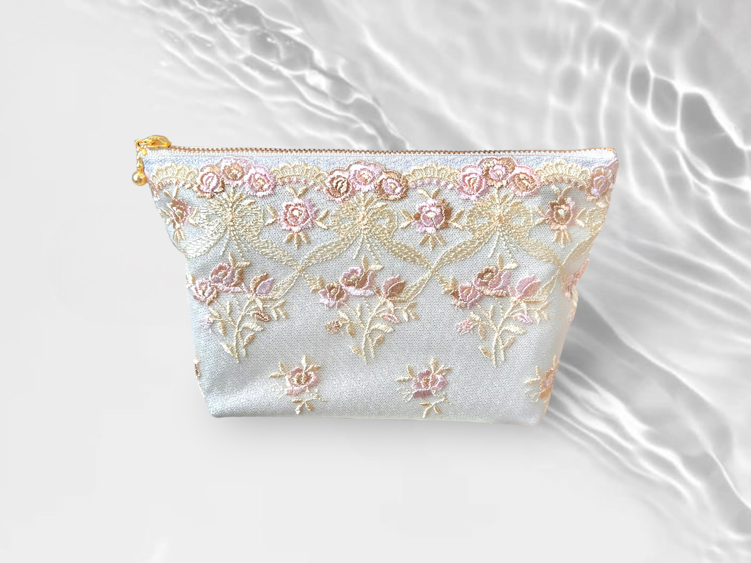 creema限定 刺繍×花柄レース 煌めきポーチseries～ マチ付・マチ