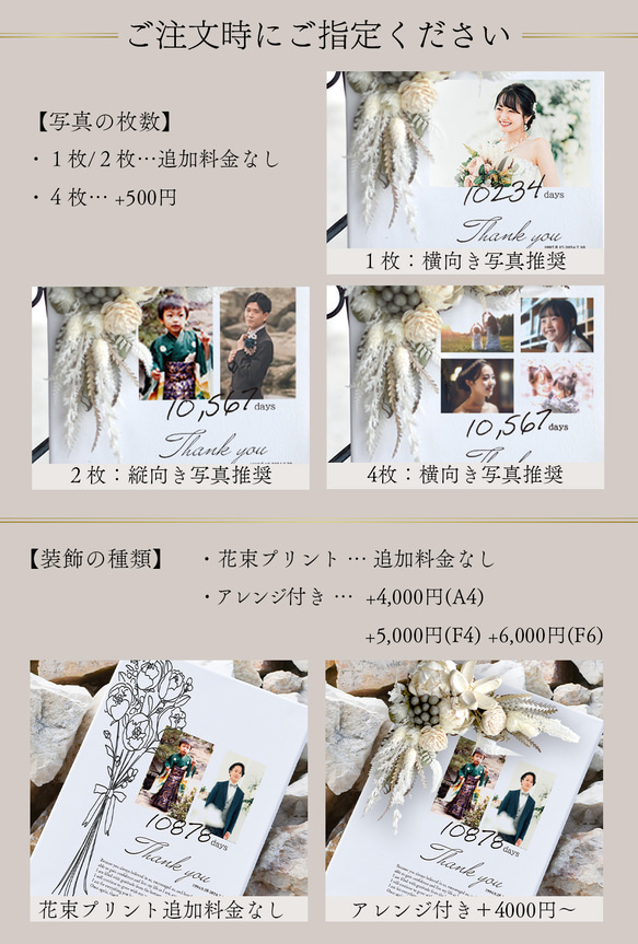 結婚式 両親への贈り物 子育て感謝状 贈呈品 ウエディング 両親 贈り物【フォトキャンバス感謝状縦】W-Board001 4枚目の画像