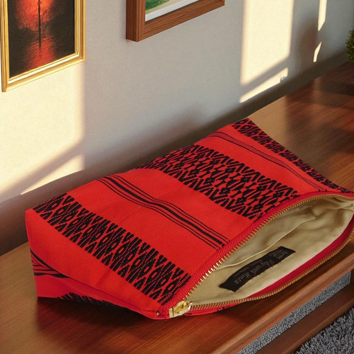 博多平織り 八寸名古屋帯のリメイクポーチ ポーチ Lily-with Mints