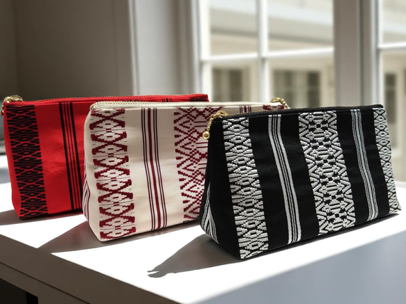 博多平織り 八寸名古屋帯のリメイクポーチ ポーチ Lily-with Mints