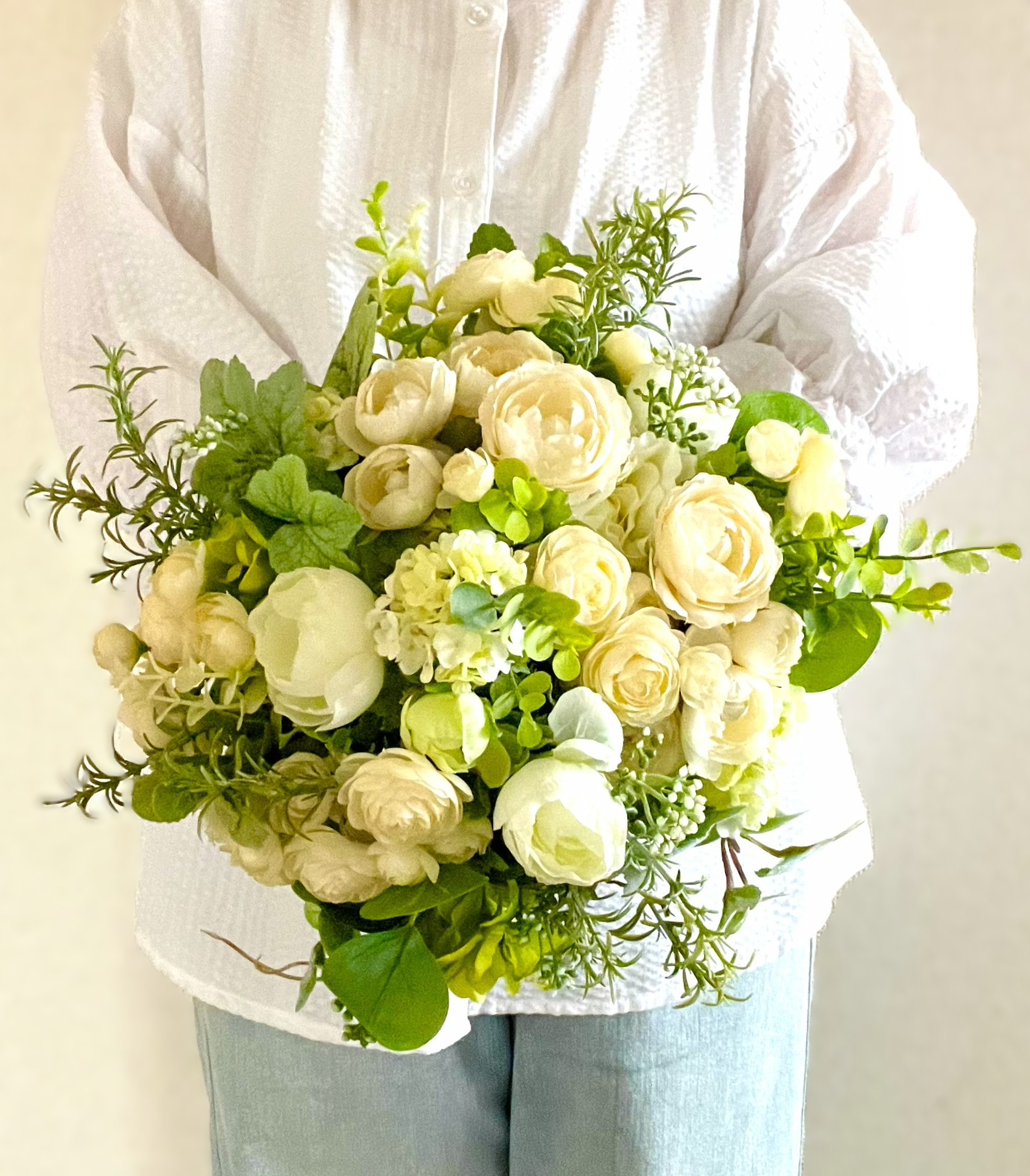 送料無料】ナチュラルクラッチブーケ ブートニアセット アーティシャル