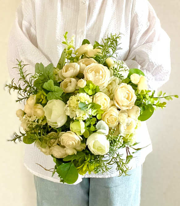 送料無料】ナチュラルクラッチブーケ ブートニアセット アーティシャル