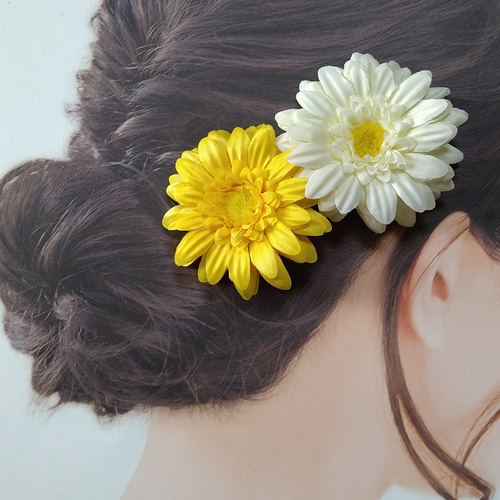 ヘアゴム　ベビーヘアクリップ　❁ガーベラ❁ ♡ガーベラ♡ベビーヘアクリップ ヘアゴム