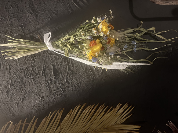 ドライフラワー　スワッグ　花束✿黄色系 6枚目の画像