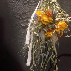 ドライフラワー　スワッグ　花束✿黄色系 5枚目の画像