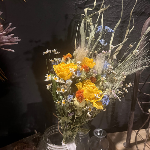 ドライフラワー スワッグ 花束✿黄色系 ドライフラワー ドライフラワー スワッグ 花束✿黄色系 ドライフラワー