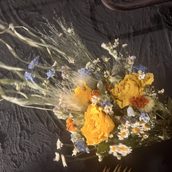 ドライフラワー　スワッグ　花束✿黄色系 4枚目の画像