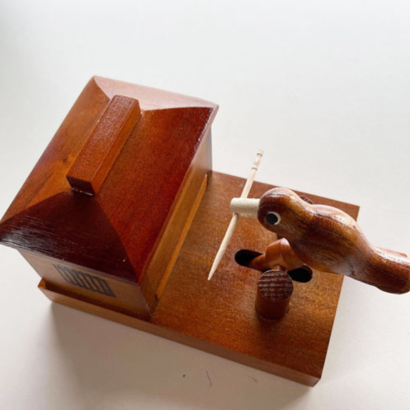 昭和 レトロ ようじ入れ 不思議 爪楊枝入れ 日本製 不思議なようじ鳥 木製 キッチン 7枚目の画像