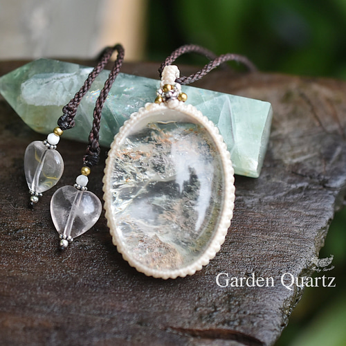 ピンクの山々☆大粒☆クォーツインクォーツマクラメネックレス 1095 