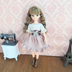 914【復刻版初代リカちゃん】ピンクの編み上げレースのスカート※リカちゃん 服 8枚目の画像