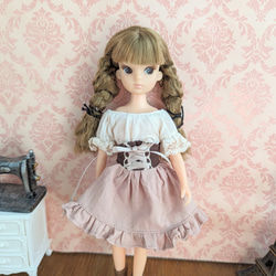 914【復刻版初代リカちゃん】ピンクの編み上げレースのスカート※リカちゃん 服 5枚目の画像