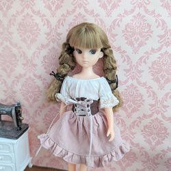 914【復刻版初代リカちゃん】ピンクの編み上げレースのスカート※リカちゃん 服 4枚目の画像