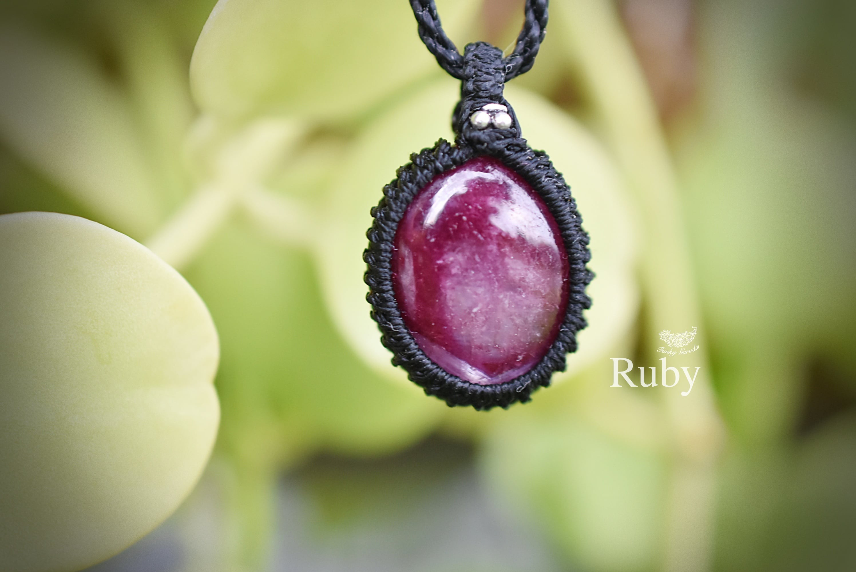 濃い赤★ルビーマクラメネックレス1097