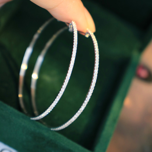 天然ダイヤモンドピアス0.8ct k18 ピアス（フープ） パール  