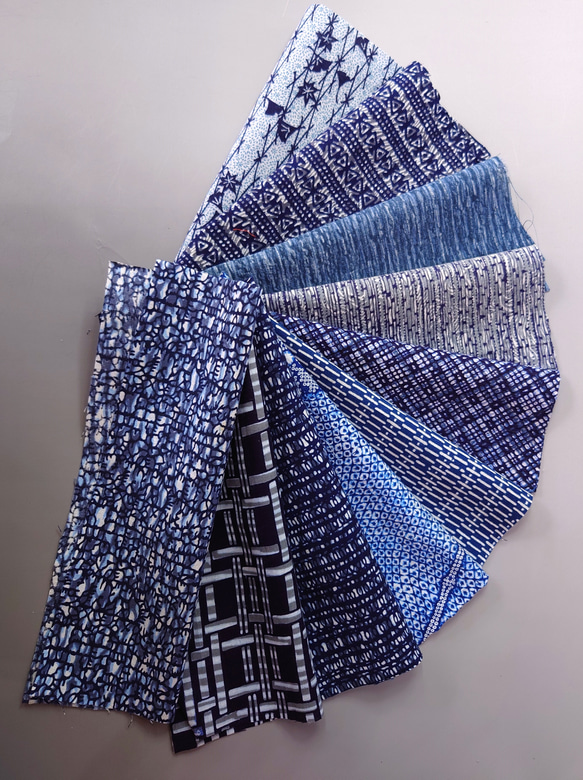 古布】藍染V 10枚セット 生地 和小物キット専門店 京屋 通販