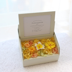 プルメリア フラワー フォトフレーム ボックス　誕生日　写真立て　花　プリザーブドフラワー　米寿　ペット　お供え 1枚目の画像