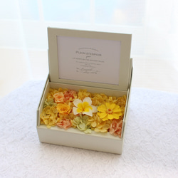 プルメリア フラワー フォトフレーム ボックス　誕生日　写真立て　花　プリザーブドフラワー　米寿　ペット　お供え 4枚目の画像