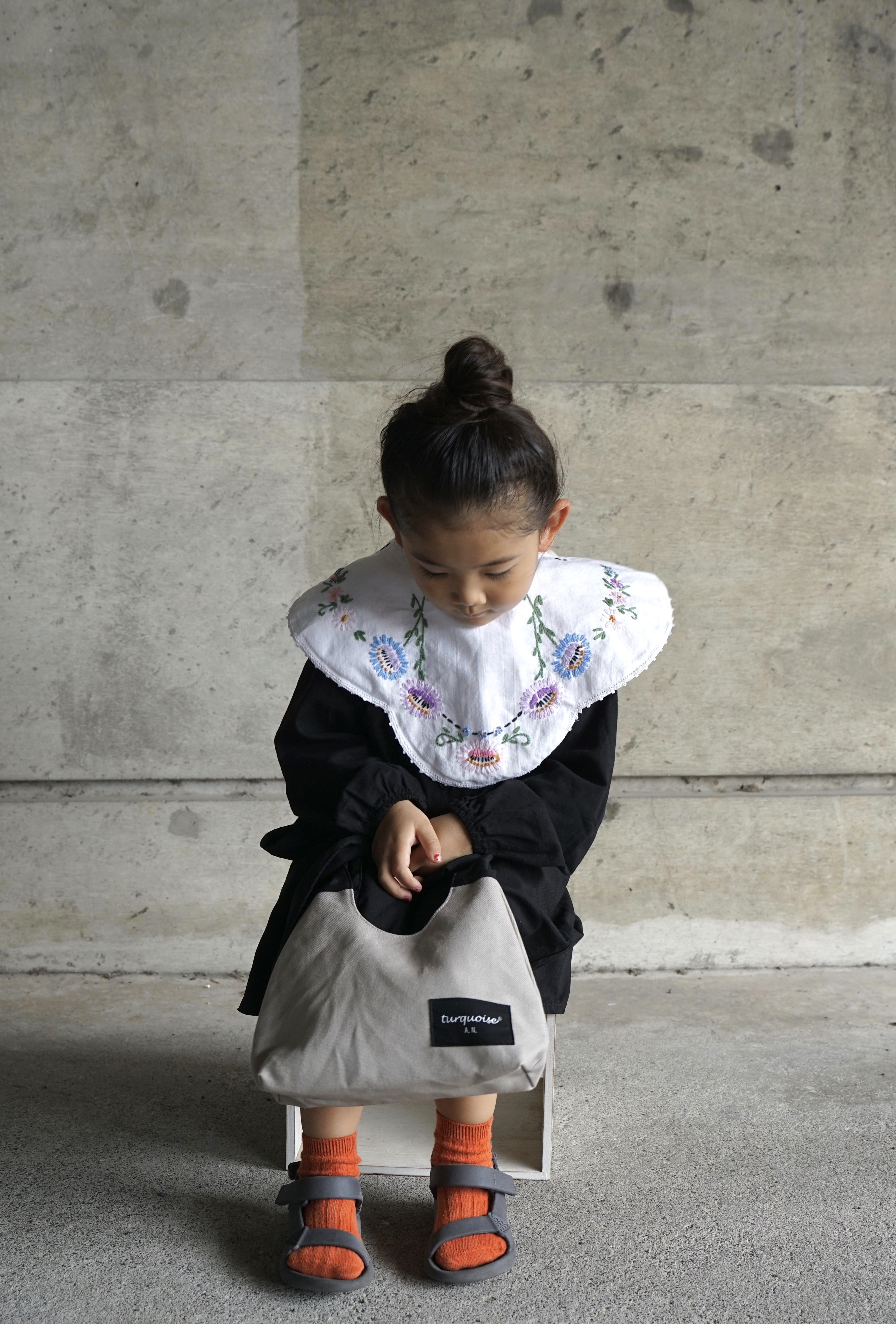 黒リボンの帆布バッグ（SSサイズ)（ice gray）❤︎即納