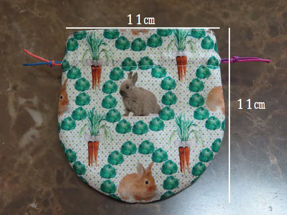 うさぎ・ミニ丸巾着 3枚目の画像