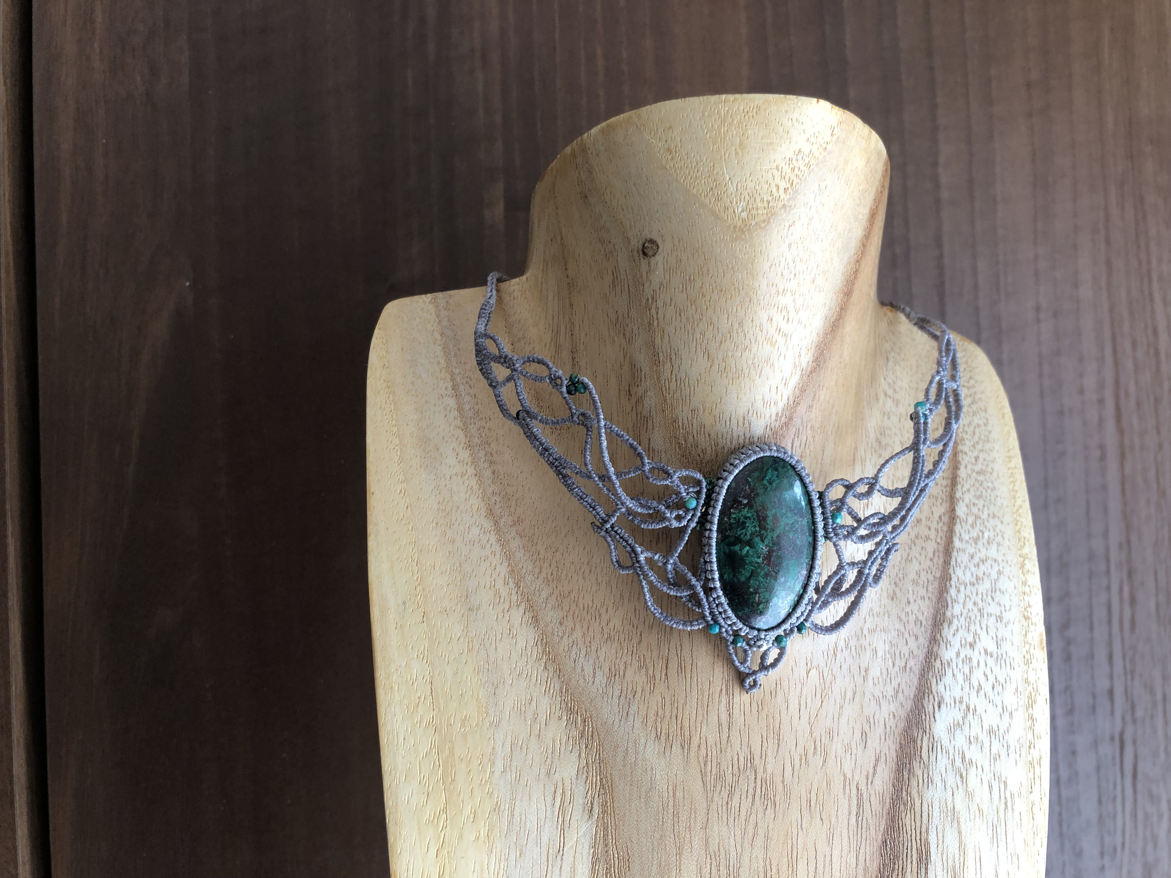 マラカイトクリソコラのマクラメ編みネックレス⭐︎ ネックレス