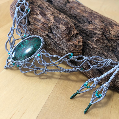 マラカイトクリソコラのマクラメ編みネックレス⭐︎ ネックレス