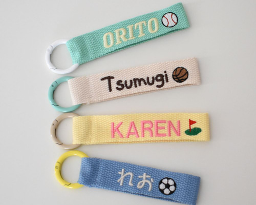 ミニタイプ】ネームタグ リングタイプ オリジナル 刺繍 キーホルダー