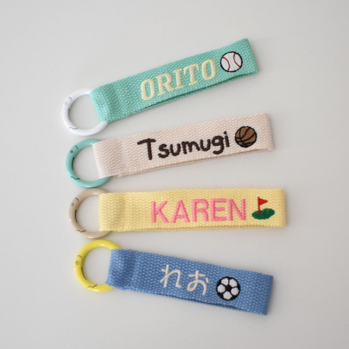ミニタイプ】ネームタグ リングタイプ オリジナル 刺繍 キーホルダー