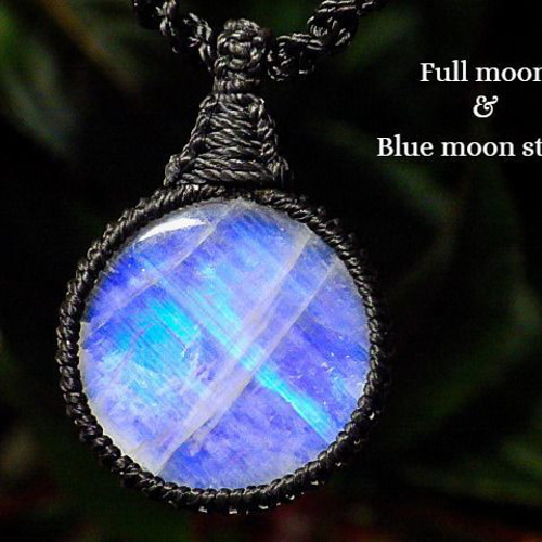 アメジスト＆ブルームーンストーンのマクラメ編みネックレス　ペンダント　天然石 アメジスト&ブルームーンストーン☆まくらめペンダント