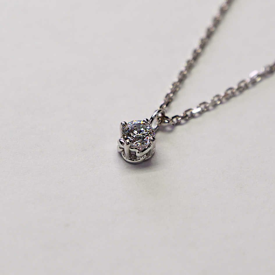 【一粒ネックレス】0.3ct ネックレス ペンダント 4本爪 ソリティア ネックレス モアサナイト ダイヤモンド NC