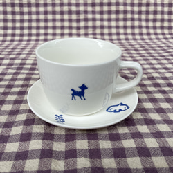 レトロなバンビ柄マグカップと小皿のセット 2枚目の画像