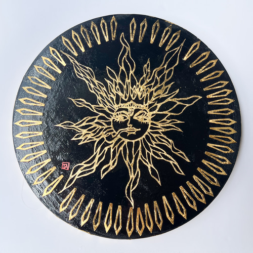 P.G. GRAVELE （金箔押し)抽象絵画❗最終値下げ中 卓上切り絵Art】<切り絵と箔押し> 太陽san! 切り絵 KIRIEBIJOU