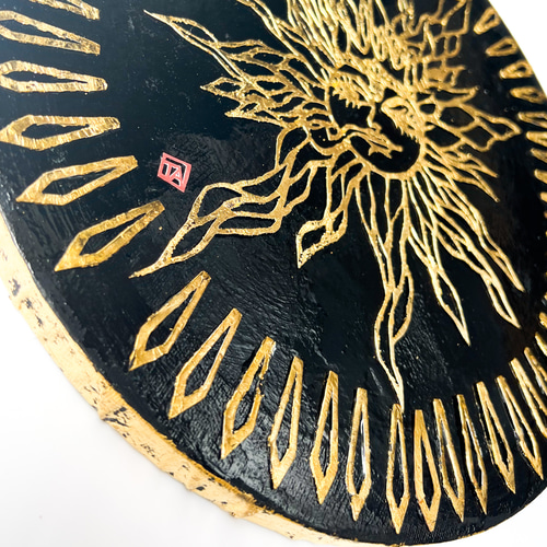 卓上切り絵Art】<切り絵と箔押し> 太陽san! 切り絵 KIRIEBIJOU