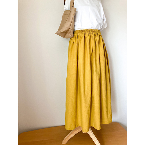 10種のカラーから選べる柔らかコットンリネンのシンプルギャザー  