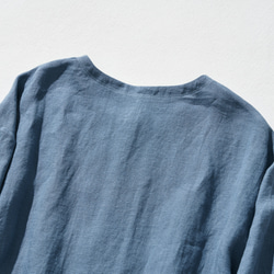 100% 亞麻無色開襟衫，易於融入日常服裝。苦淡藍色 230506-2 第9張的照片