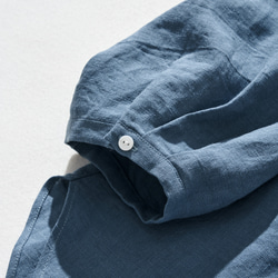 100% 亞麻無色開襟衫，易於融入日常服裝。苦淡藍色 230506-2 第6張的照片