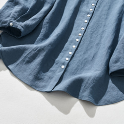 100% 亞麻無色開襟衫，易於融入日常服裝。苦淡藍色 230506-2 第4張的照片