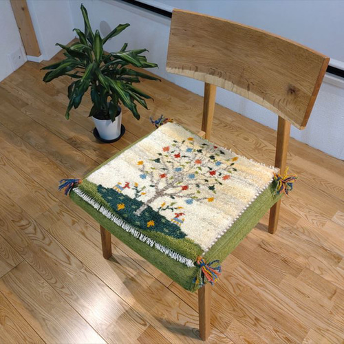 ペルシャ　ギャッベ ミニマット 39×44.5 アイボリー　ザクロの木 ペルシャ ギャッベ ミニマット 39×44.5 アイボリー ザクロの木