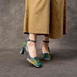 女式真皮鞋通勤步行旅行鞋淺口高跟鞋 22.5 厘米-25 厘米 #755⭐免運費⭐ 第4張的照片