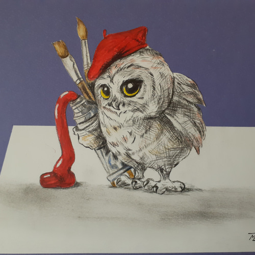フクロウ色鉛筆画 色鉛筆でフクロウを描いてみた Realistic colored pencil