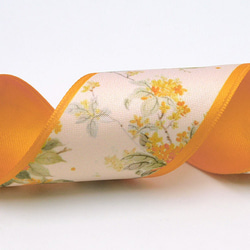 花柄サテンリボン【 Orange edge / オレンジエッジ 】38mm ×1m 3枚目の画像
