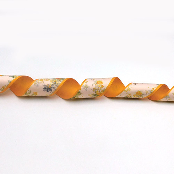 花柄サテンリボン【 Orange edge / オレンジエッジ 】38mm ×1m 2枚目の画像