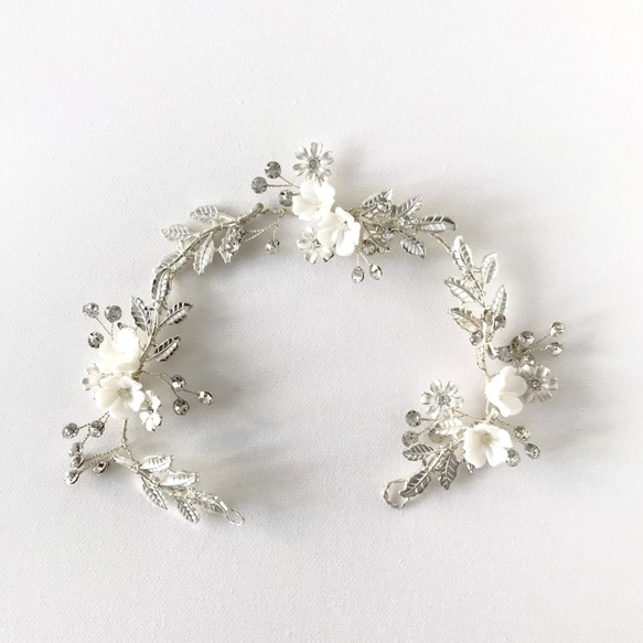 VH34 ウェディング ナチュラル ヘッドドレス　カチューシャ ブライダル ヘアアクセサリー 結婚式 前撮り 卒業式 6枚目の画像