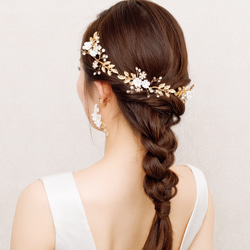 受注144 ヘアクリップ　ハンドメイド　ヘアアクセサリー　パール　ブルー