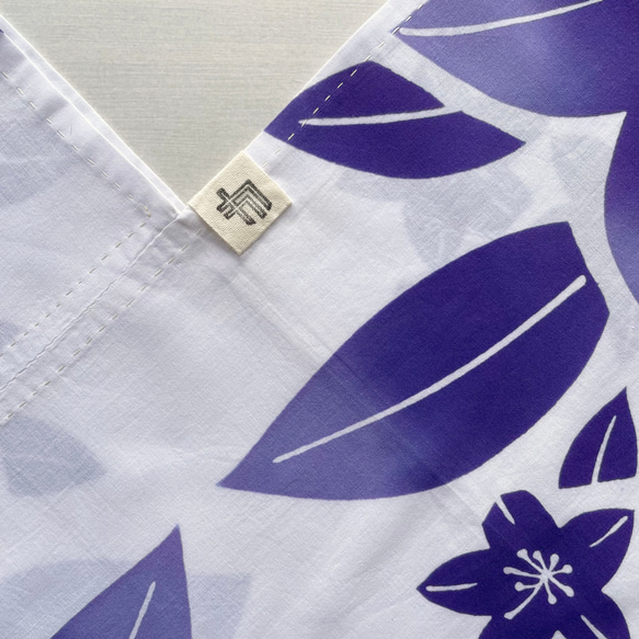 【1点もの】単-ひとえ-のあずま袋 総手縫い -浴衣地 白地に紫桔梗 AZ332 4枚目の画像