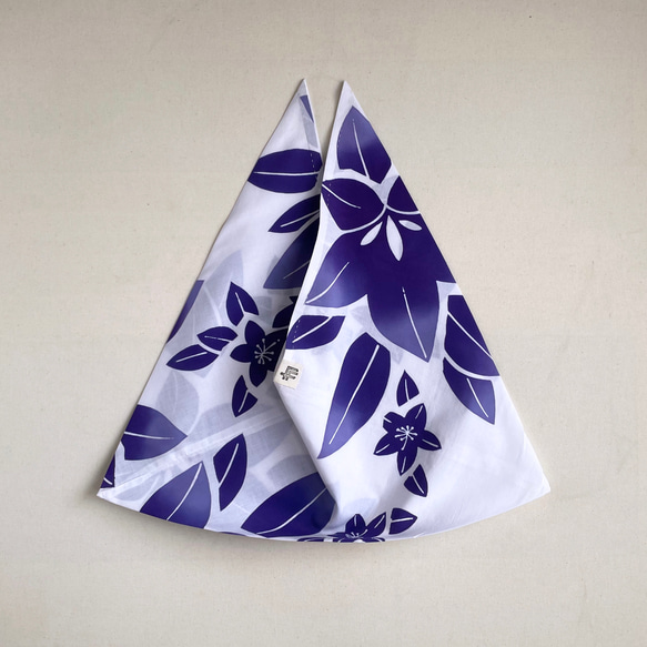 【1点もの】単-ひとえ-のあずま袋 総手縫い -浴衣地 白地に紫桔梗 AZ332 3枚目の画像